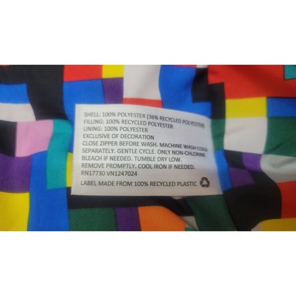 Women's Color Block Puffer Jacket - LEGO Collection X Target Red Yellow Orange P - Picture 7 of 8